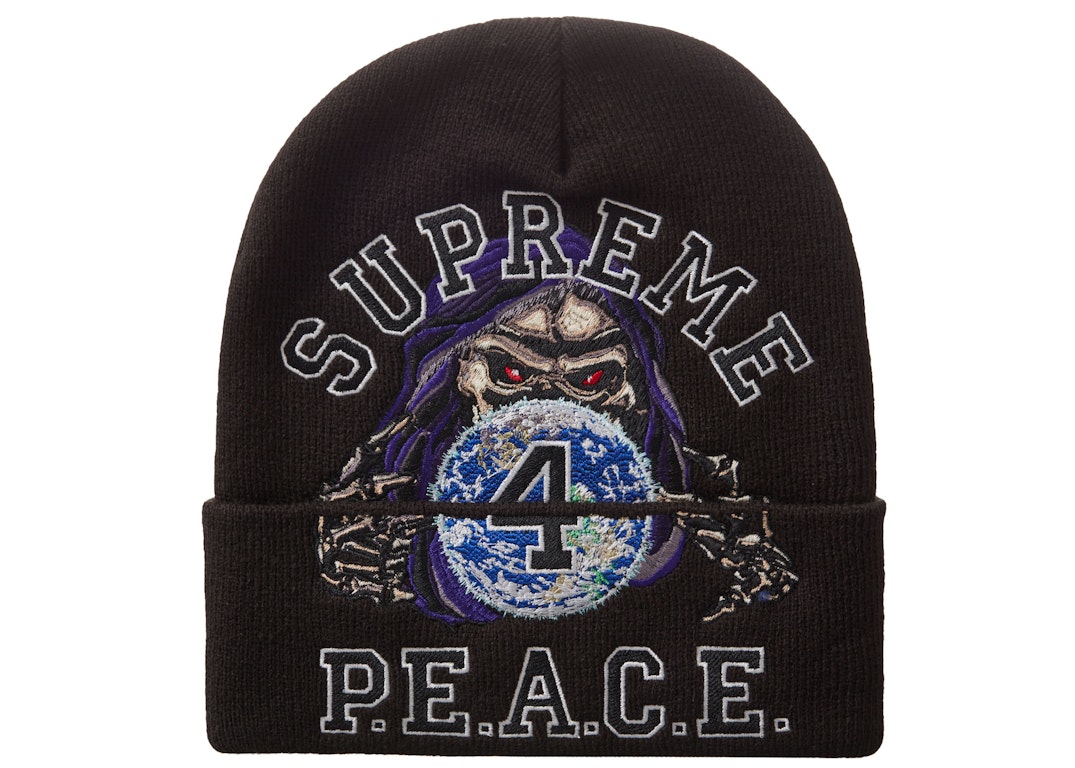 Pre-owned Supreme Peace Embroidered Beanie Black