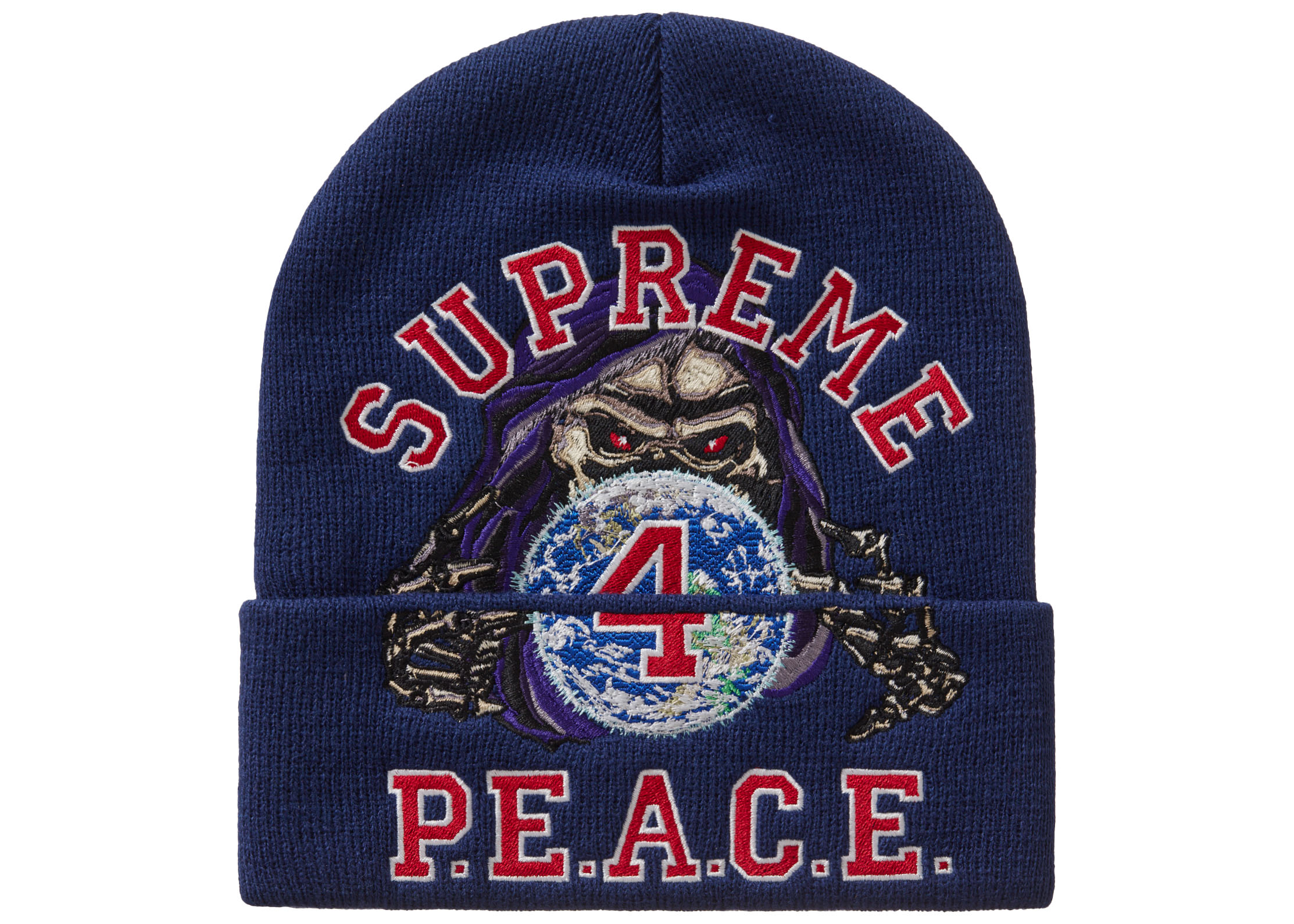 Supreme Peace Embroidered Beanie Navy - FW23 - US
