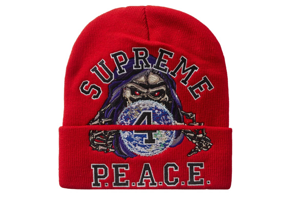 Pre-owned Supreme Peace Embroidered Beanie Red