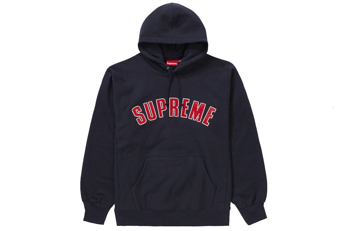Click to view more detailed imagery on our partner's website Pre-owned Supreme Pearl Logo Hooded Sweatshirt Navy