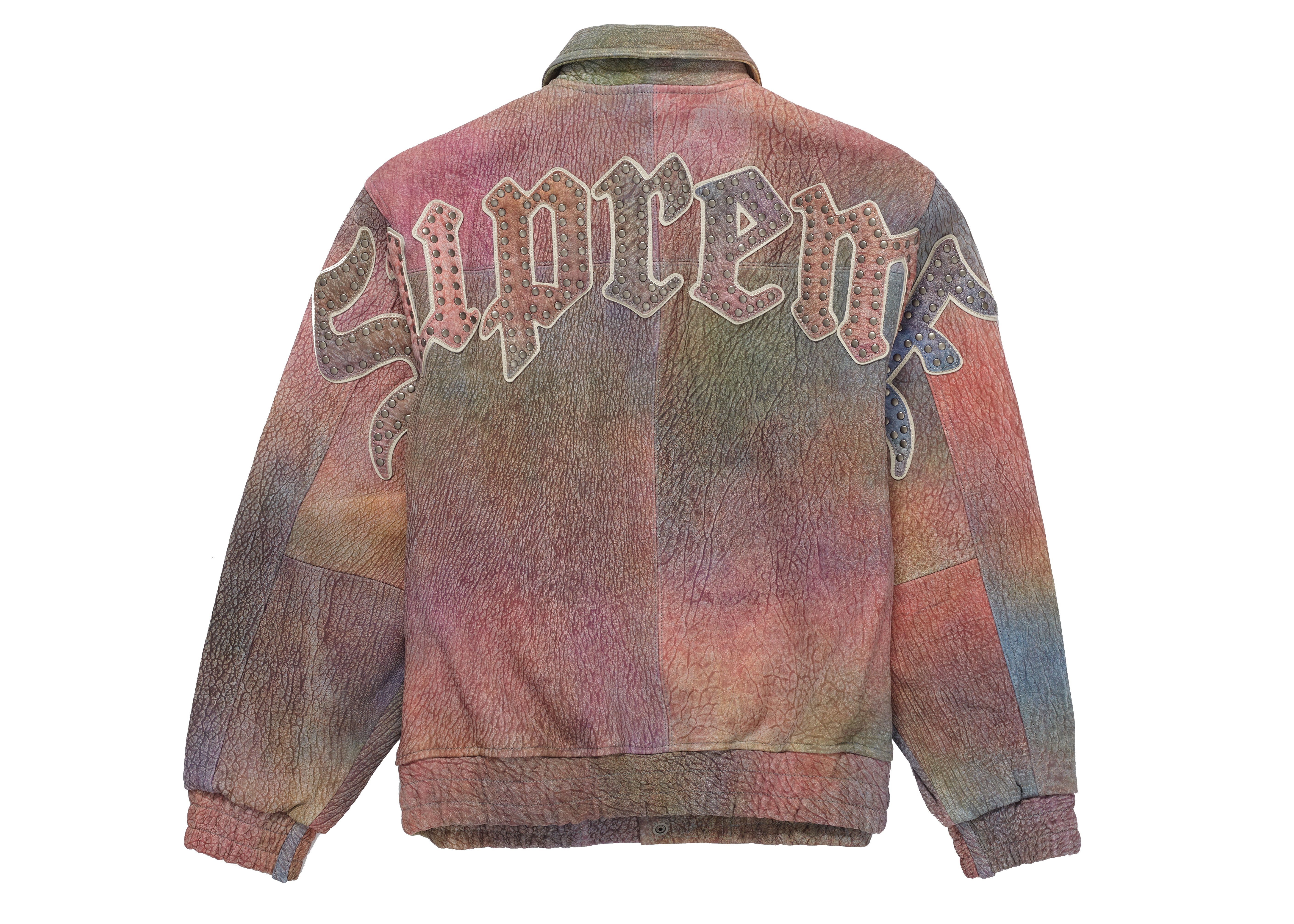 Supreme Pebbled Leather Varsity Jacket Multicolor