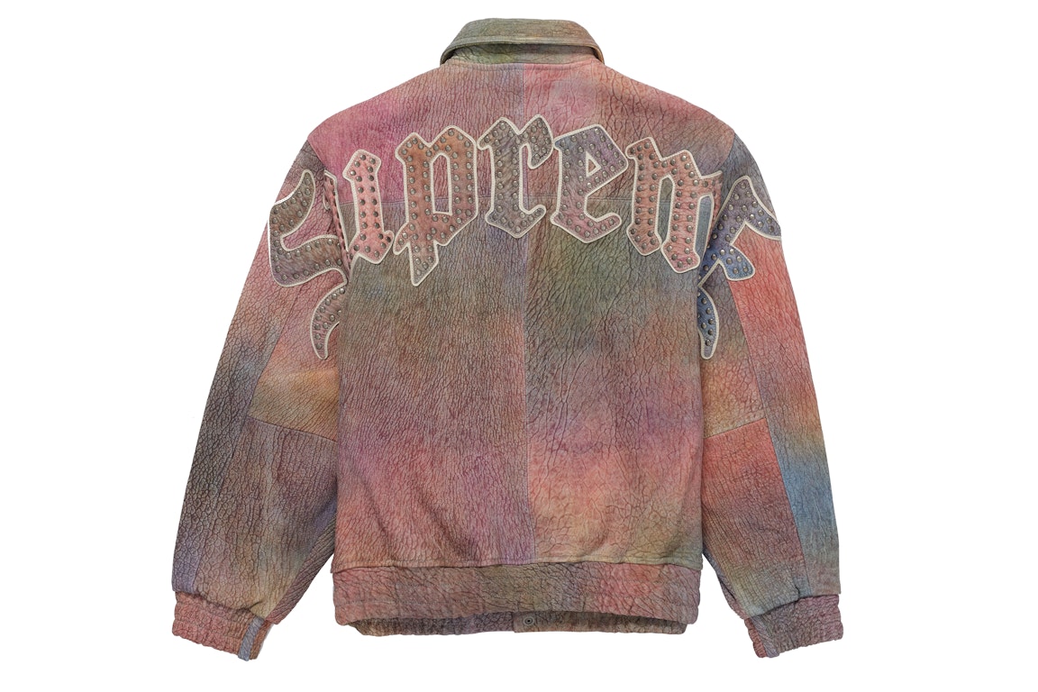 Pre-owned Supreme Pebbled Leather Varsity Jacket Multicolor