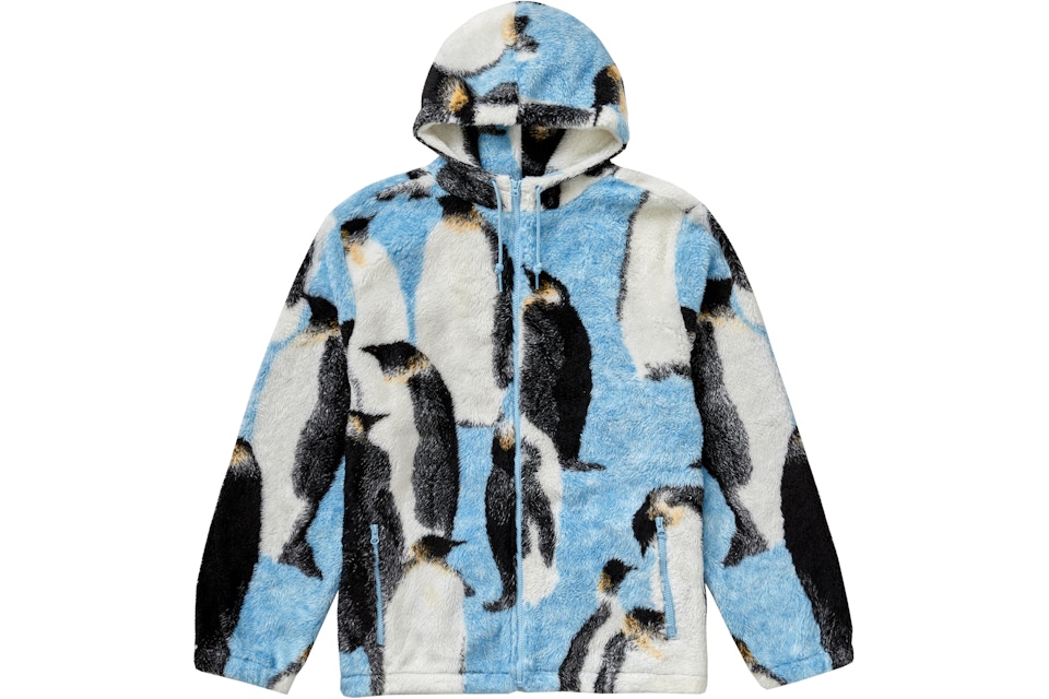 Supreme Penguins Hooded Fleece Jacket Blue Fw20 Supreme Penguins Hooded Fleece Jacket Blue Fw20