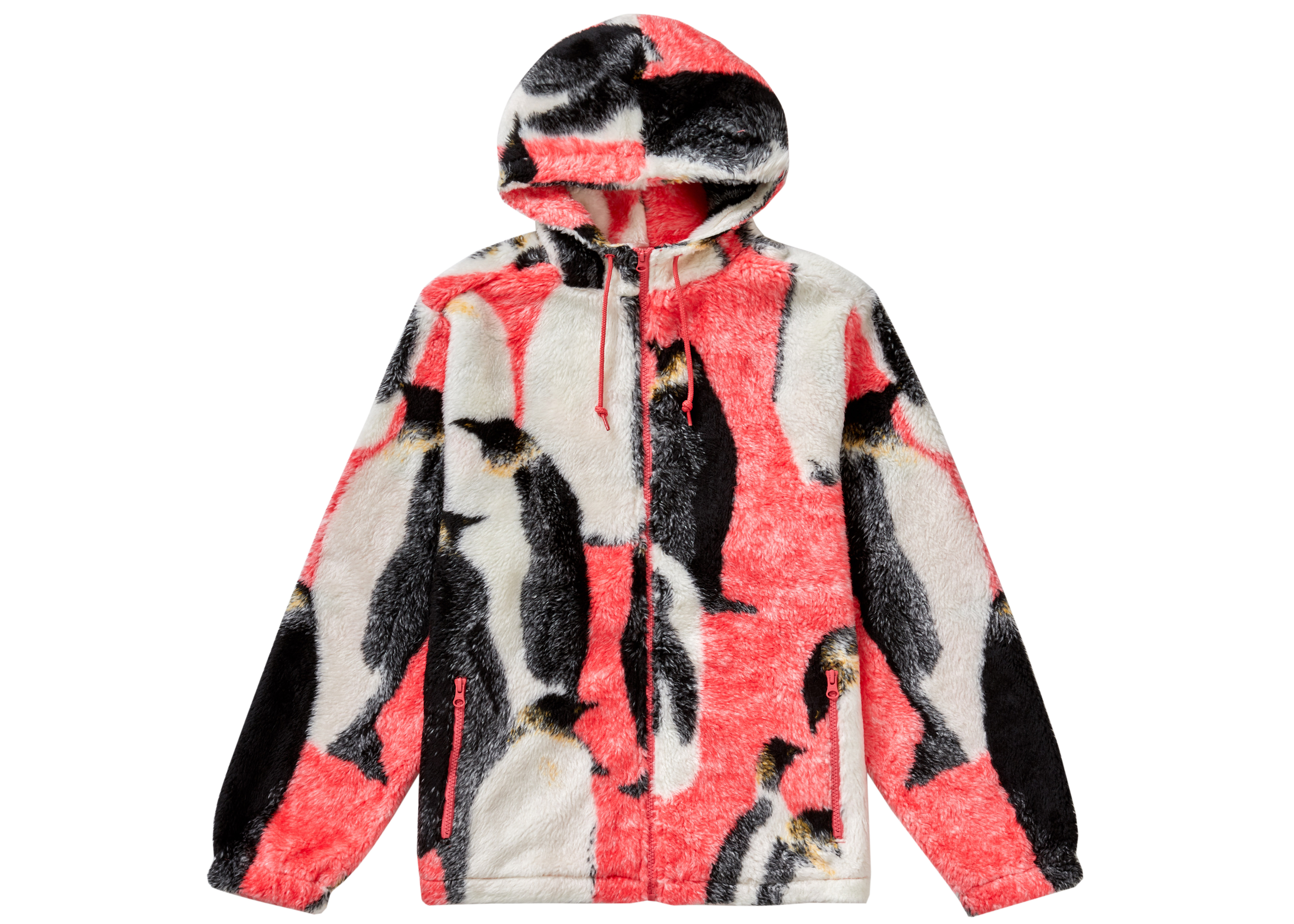 Supreme Penguins Hooded Fleece Jacket Pink