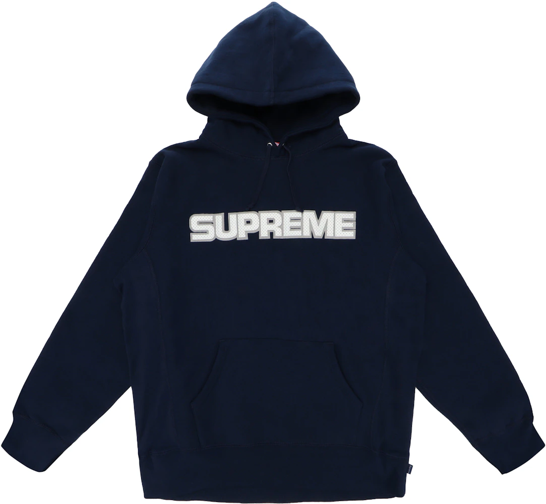 Supreme Perforated Leather Hooded Sweatshirt Navy Men's - FW18 - US