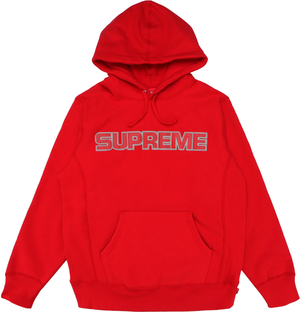 Supreme Perforated Leather Hooded Sweatshirt Red Men's - FW18 - US