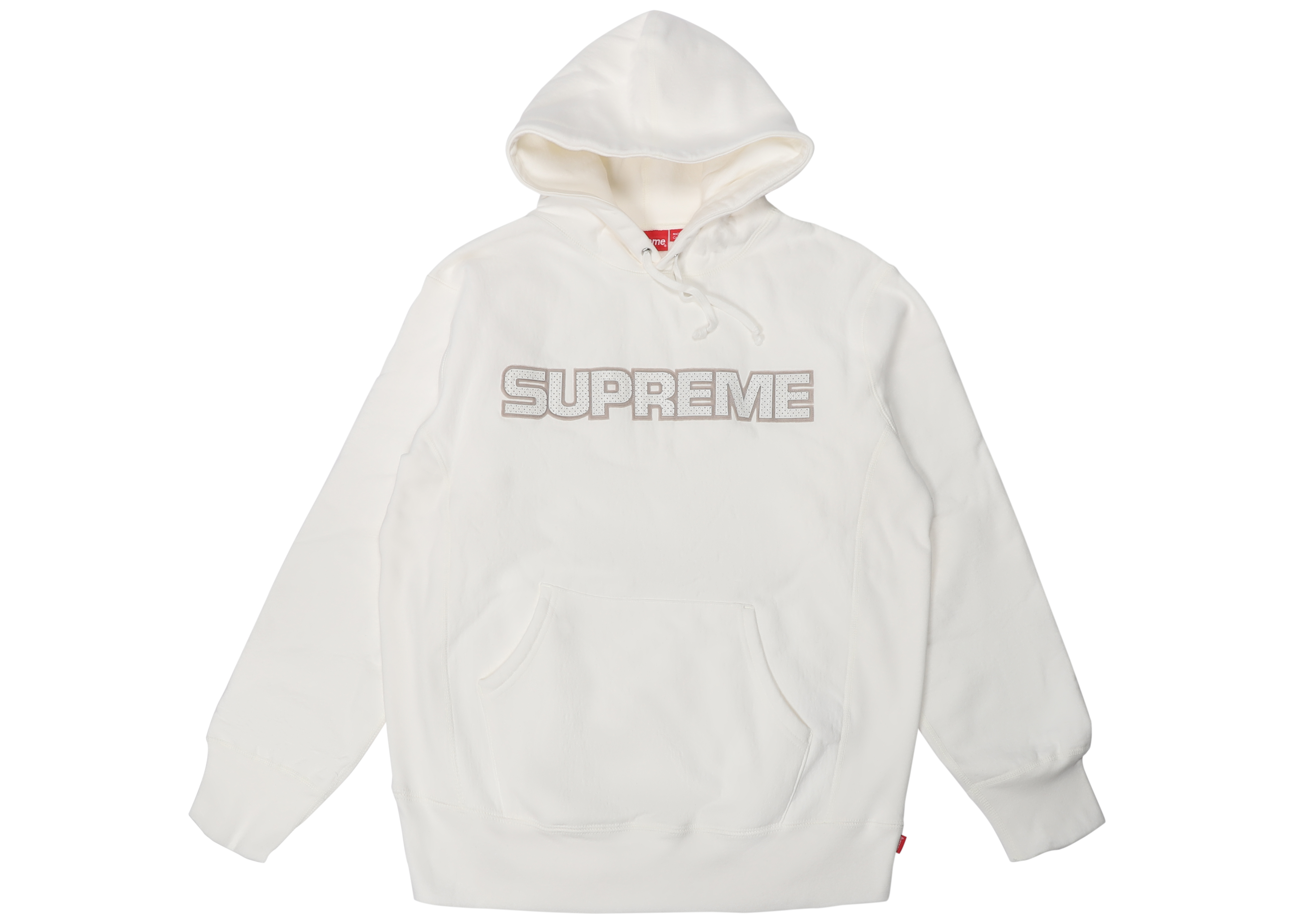 Supreme Perforated Leather Hooded Sweatshirt White