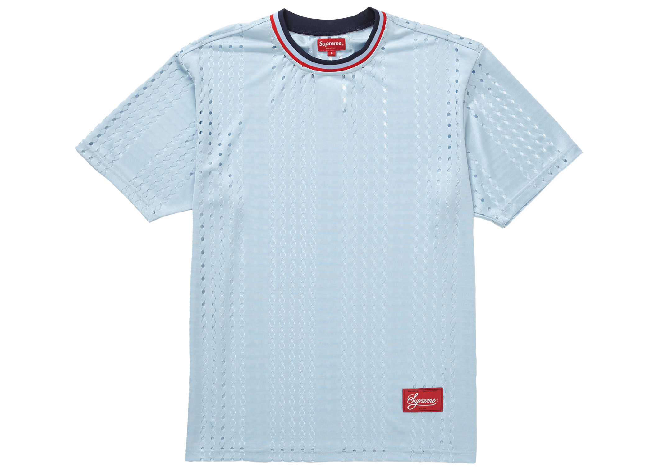 supreme perforated stripe warm up top