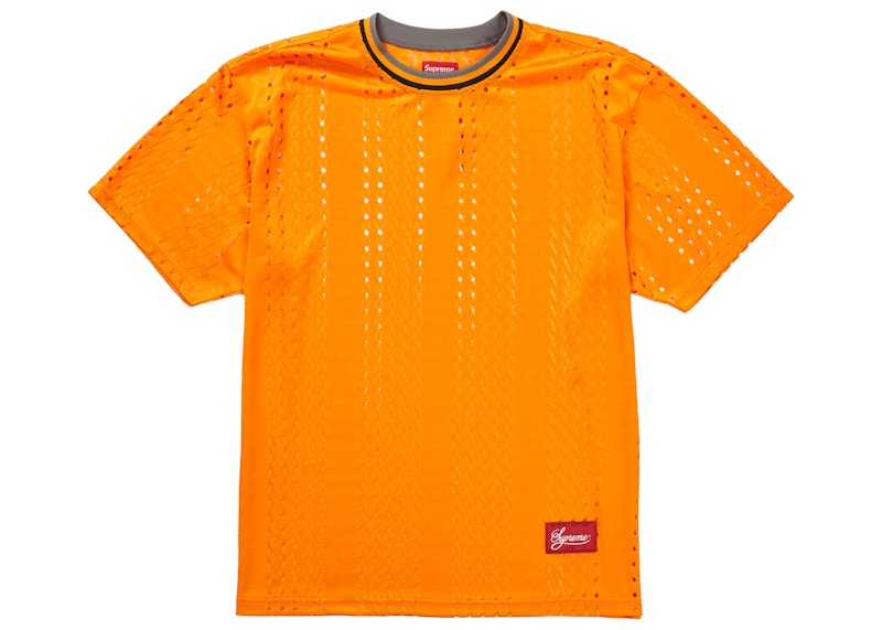 Supreme Perforated Stripe Warm Up Top Orange Men's - SS22 - US