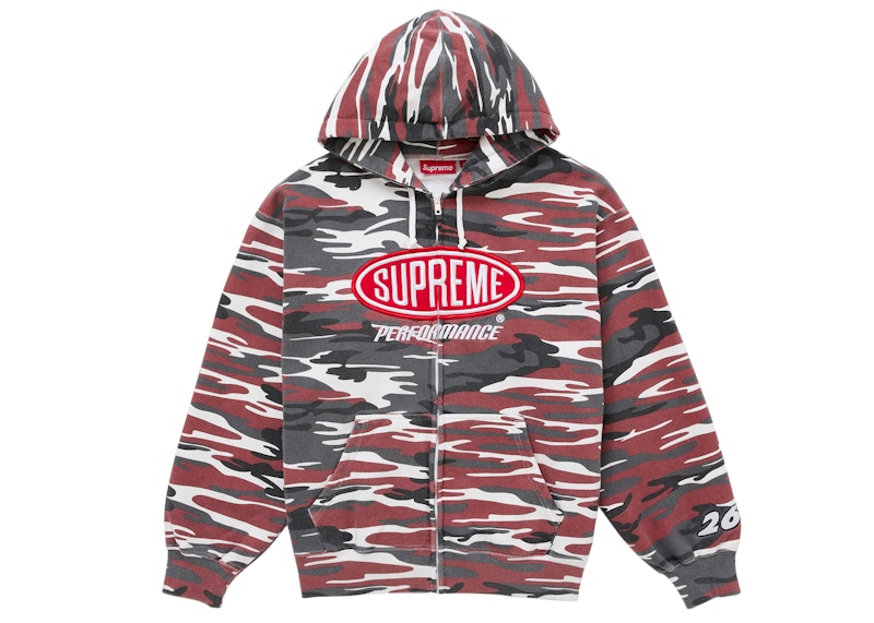 Supreme Performance Zip Up Hooded Sweatshirt Red Camo Men's - SS26