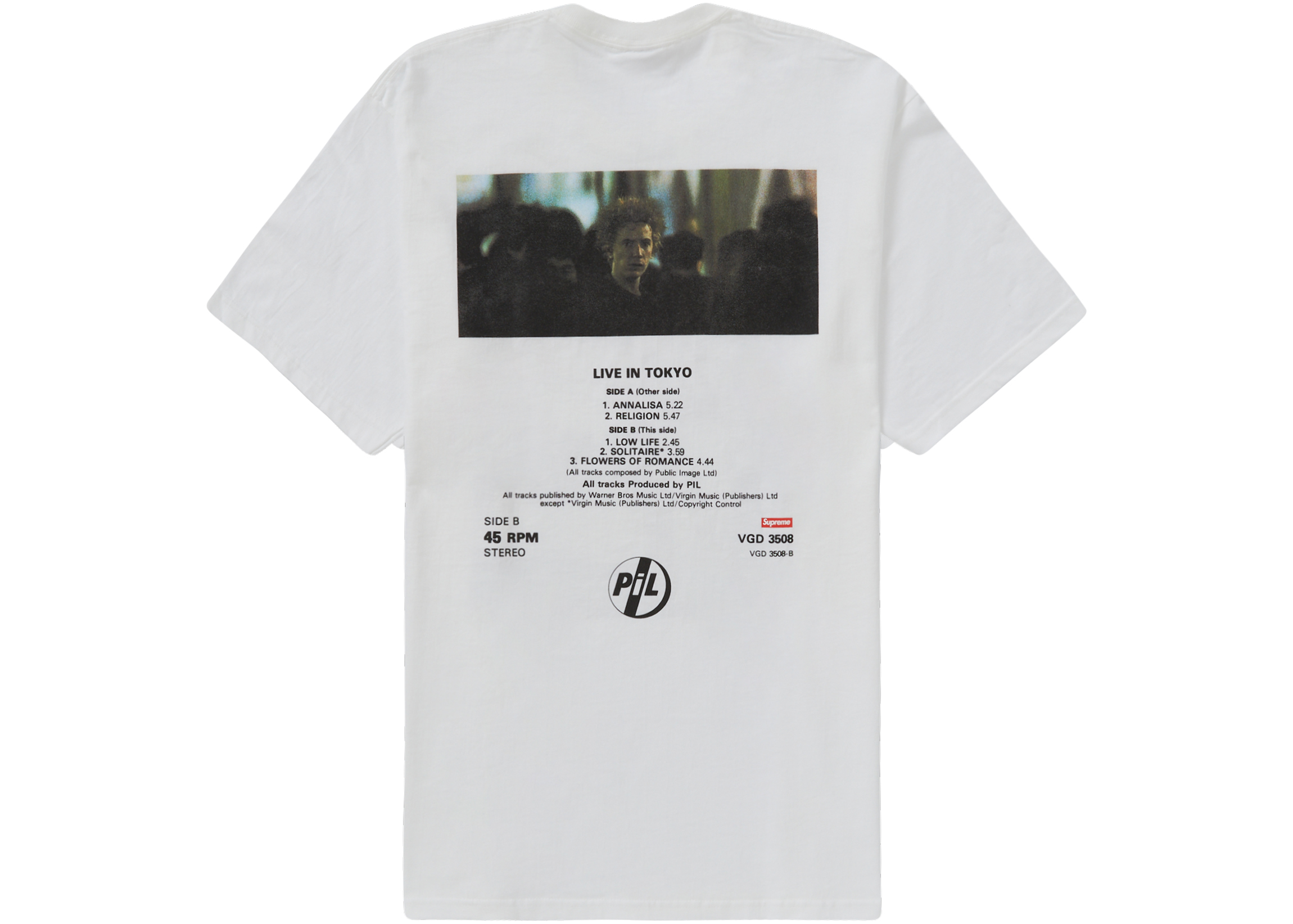 Supreme PiL Live In Tokyo Tee White