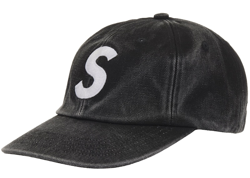 Pre-owned Supreme Pigment Coated Canvas S Logo 6panel In Black