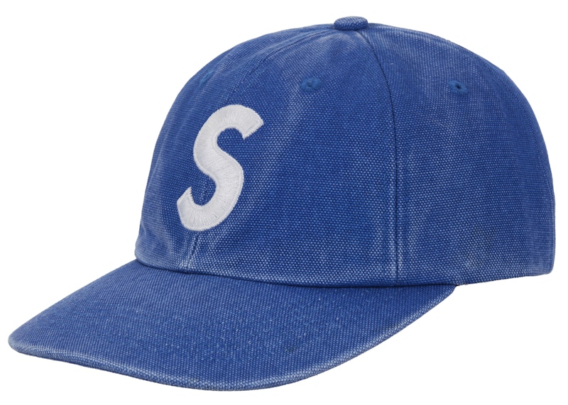 Pre-owned Supreme Pigment Coated Canvas S Logo 6panel In Blue