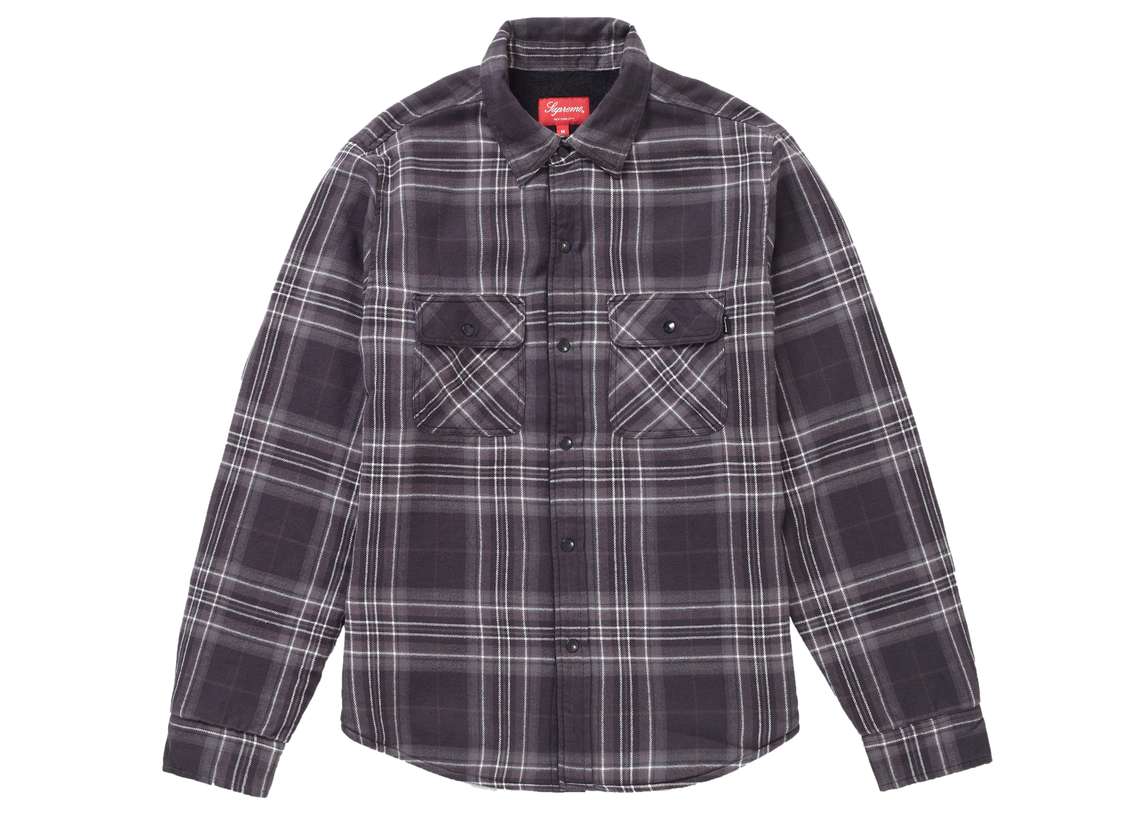 Supreme Pile Lined Plaid Flannel Shirt Black メンズ - FW18 - JP