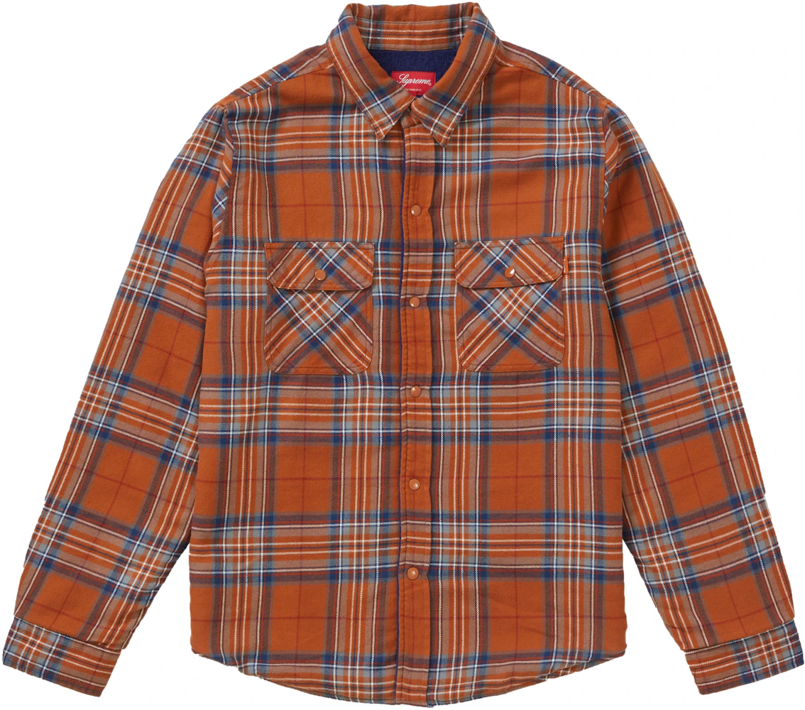 Supreme Pile Lined Plaid Flannel Shirt Rust Men's - FW18 - US