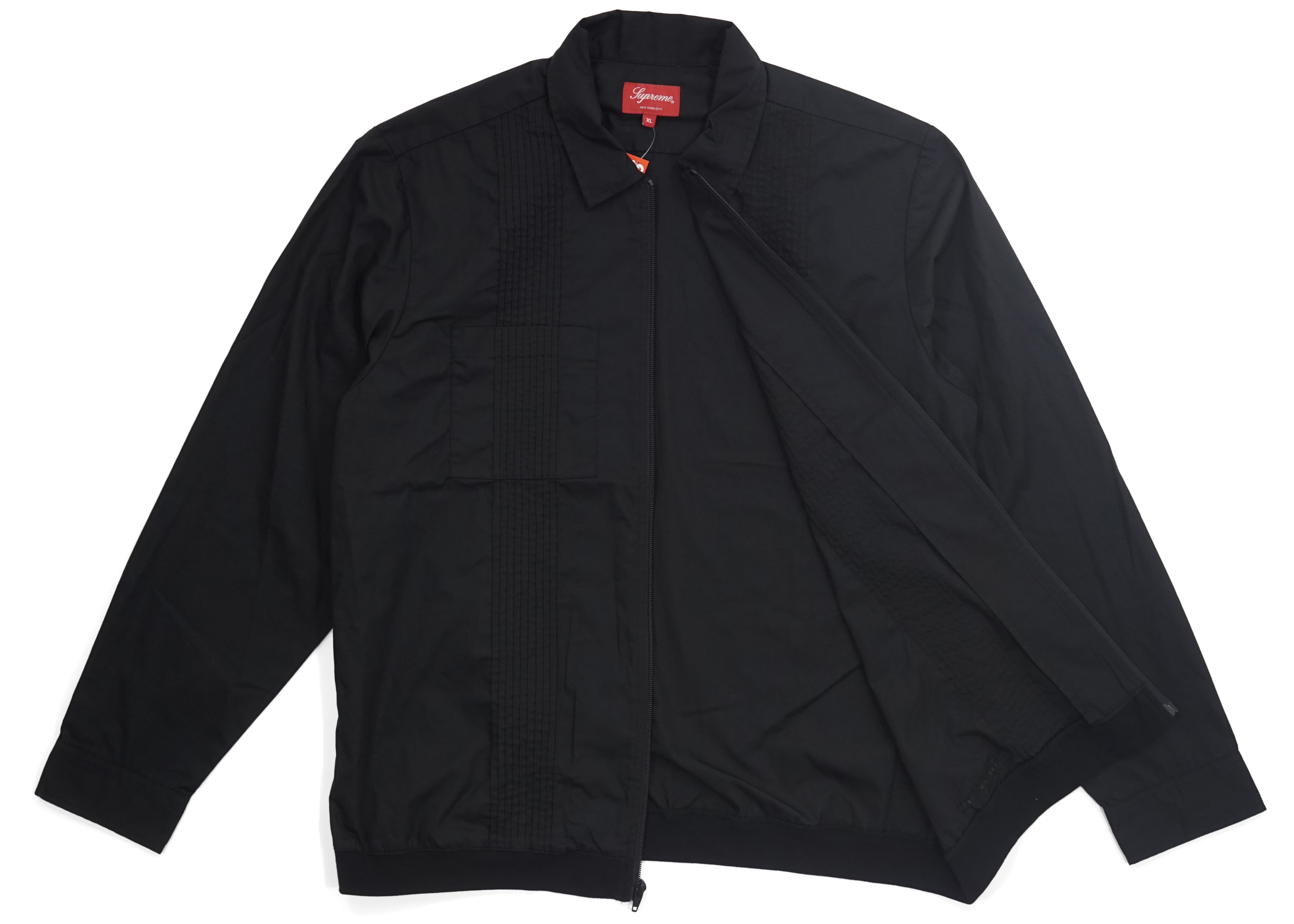Supreme Pin Tuck Zip Up Shirt Black メンズ - FW18 - JP