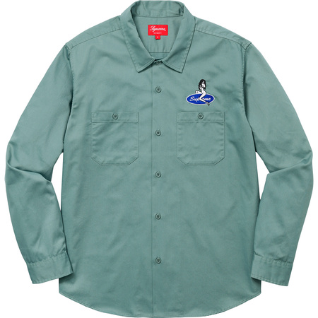 Supreme Pin Up Work Shirt Dusty Green Men's - SS18 - US