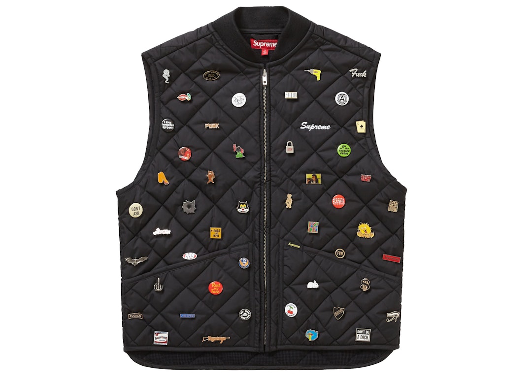 Pre-owned Supreme Pins Quilted Work Vest Black