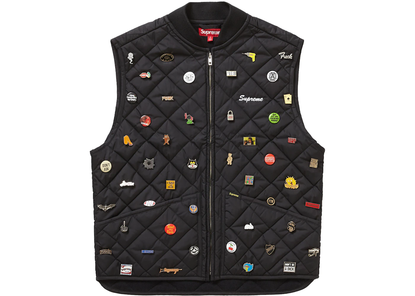 Supreme Pins Quilted Work Vest Black Men's FW23 US