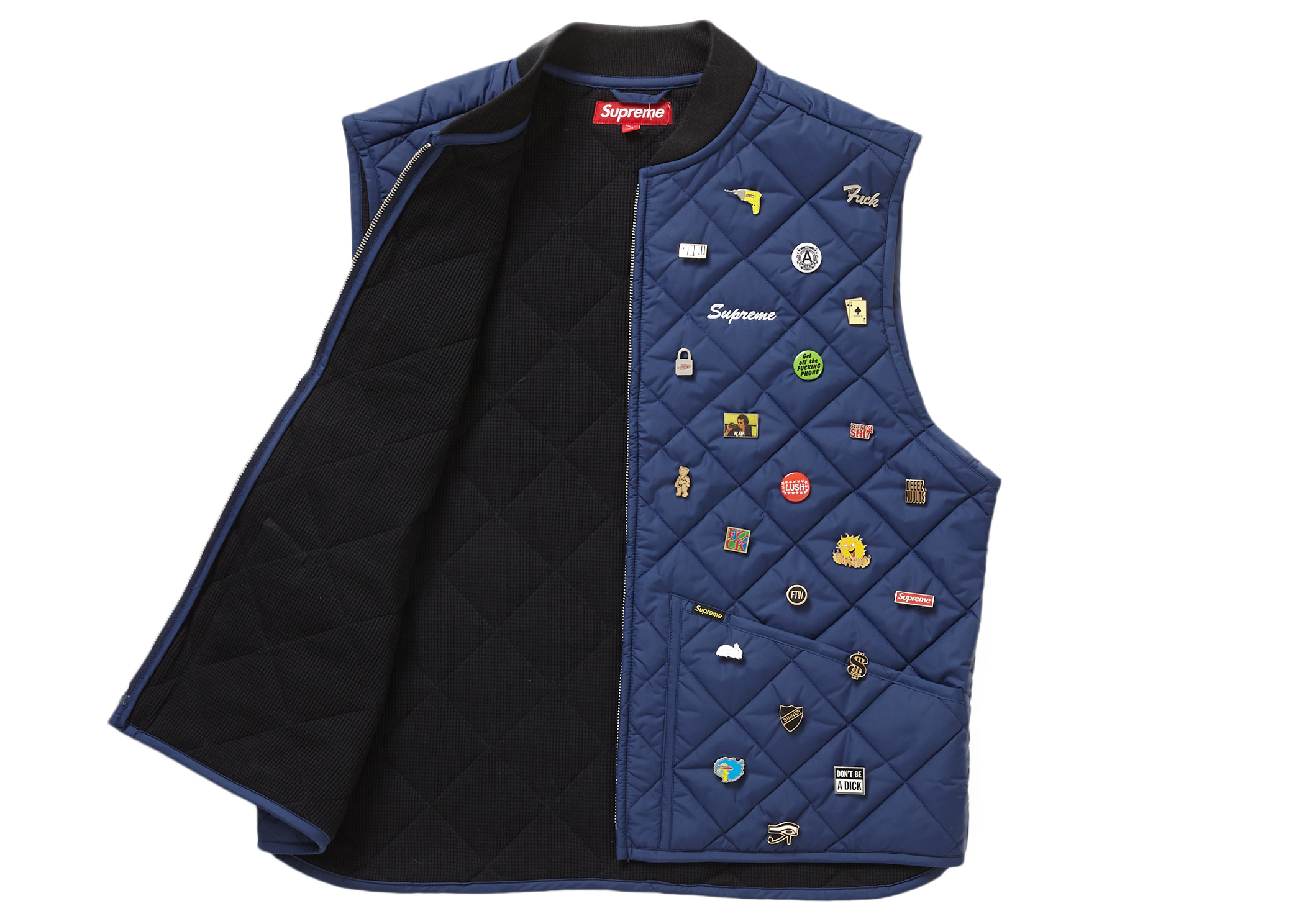 Supreme Pins Quilted Work Vest Navy メンズ - FW23 - JP