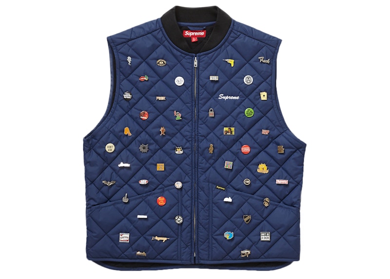 Supreme Pins Quilted Work Vest Navy