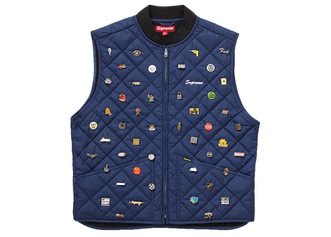 Pre-owned Supreme Pins Quilted Work Vest Navy