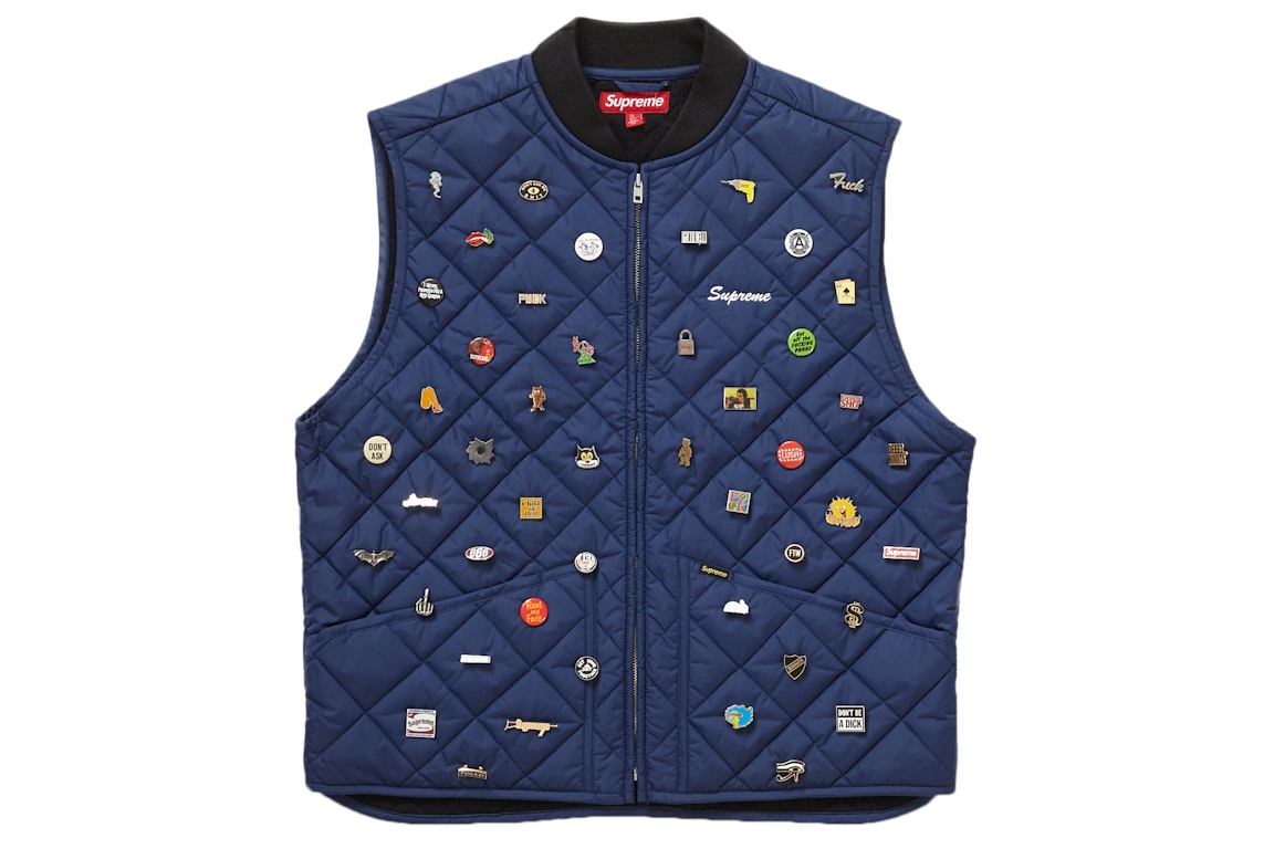 Pre-owned Supreme Pins Quilted Work Vest Navy