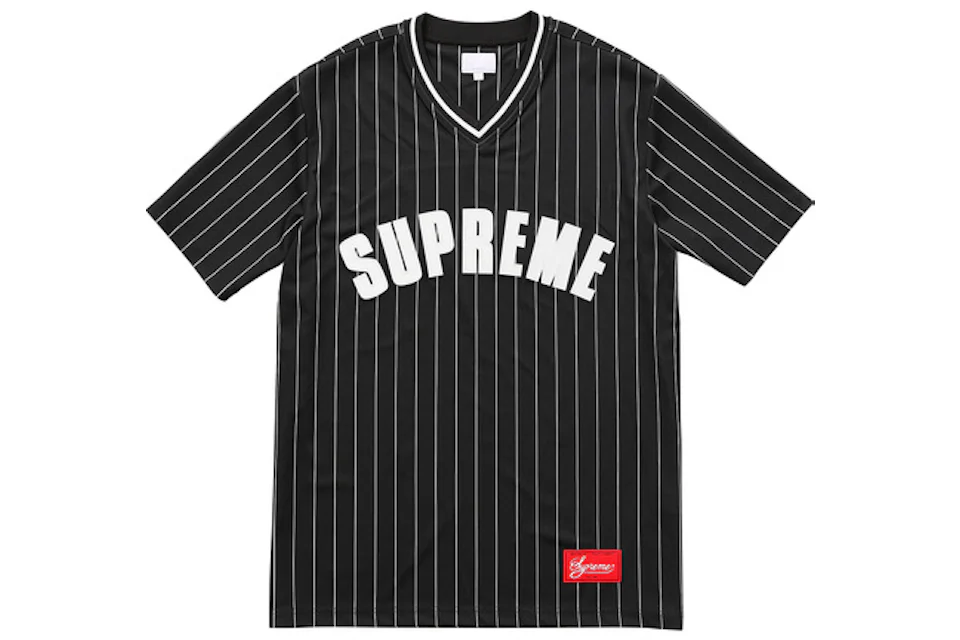Supreme Pinstripe Baseball Jersey Black