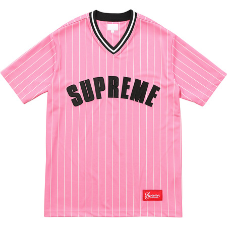 Supreme Pinstripe Baseball Jersey Pink - SS17 Men's - US