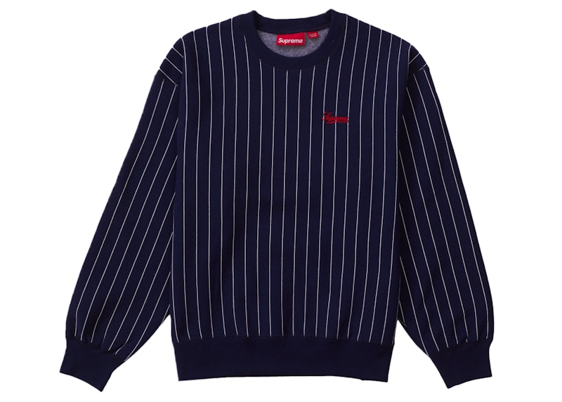 Supreme Pinstripe Crewneck Heather Grey Men's - SS24 - US