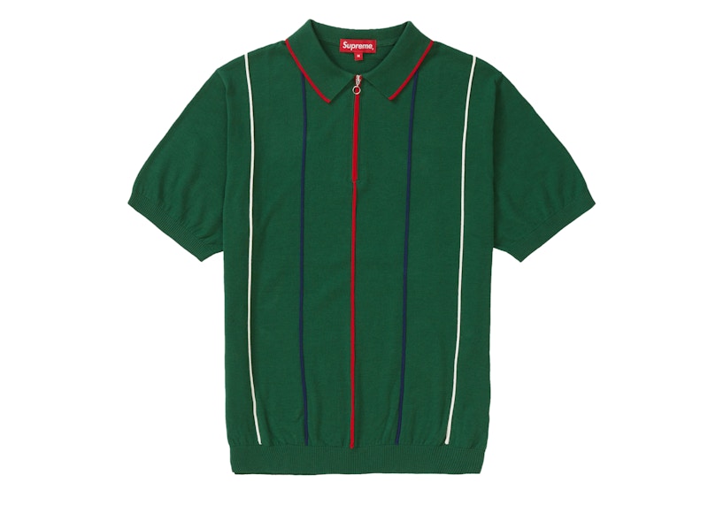 正規店国産Supreme pinstripe Half Zip Polo ポロシャツ