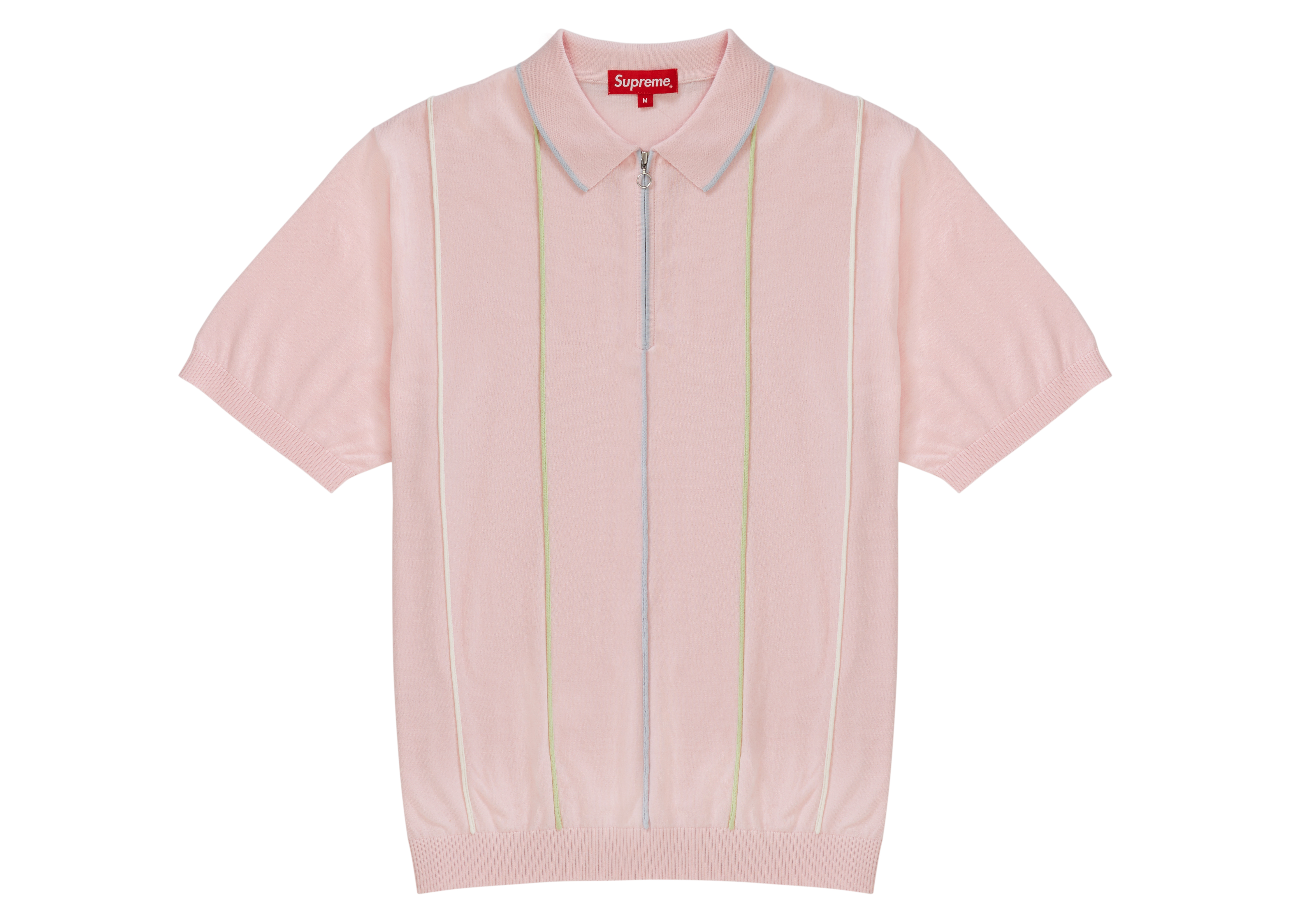 Supreme Pinstripe Half Zip Polo Pale Pink Hombre - SS19 - MX