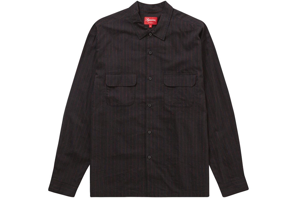 Pre-owned Supreme Pinstripe Linen Shirt Black