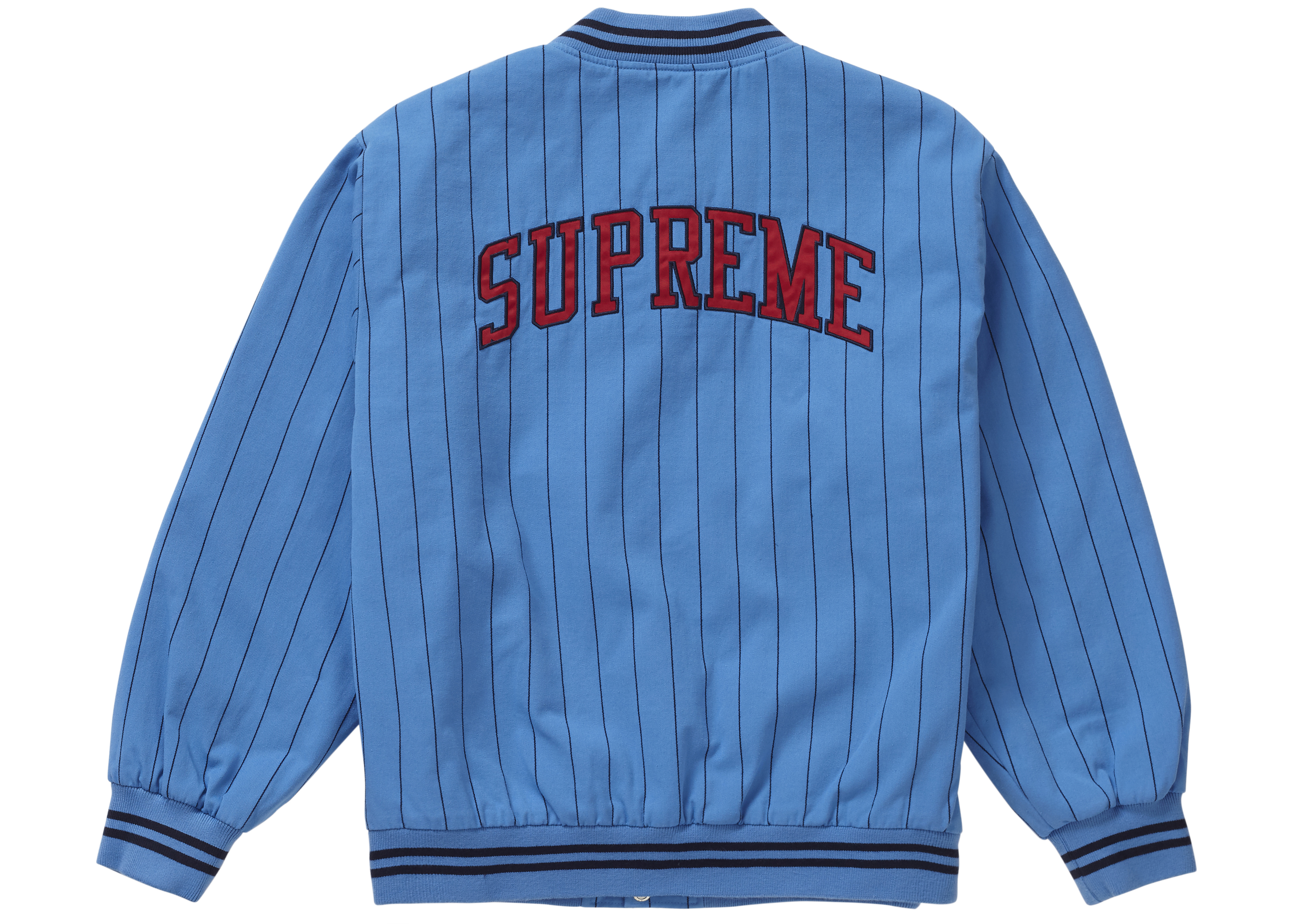 Supreme Pinstripe Varsity Jacket Blue メンズ - SS19 - JP