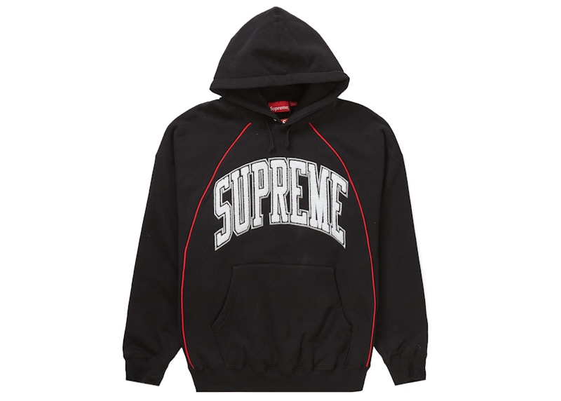 Supreme Boxy Piping Arc Hooded Sweatshirt Black Men's - SS23 - US