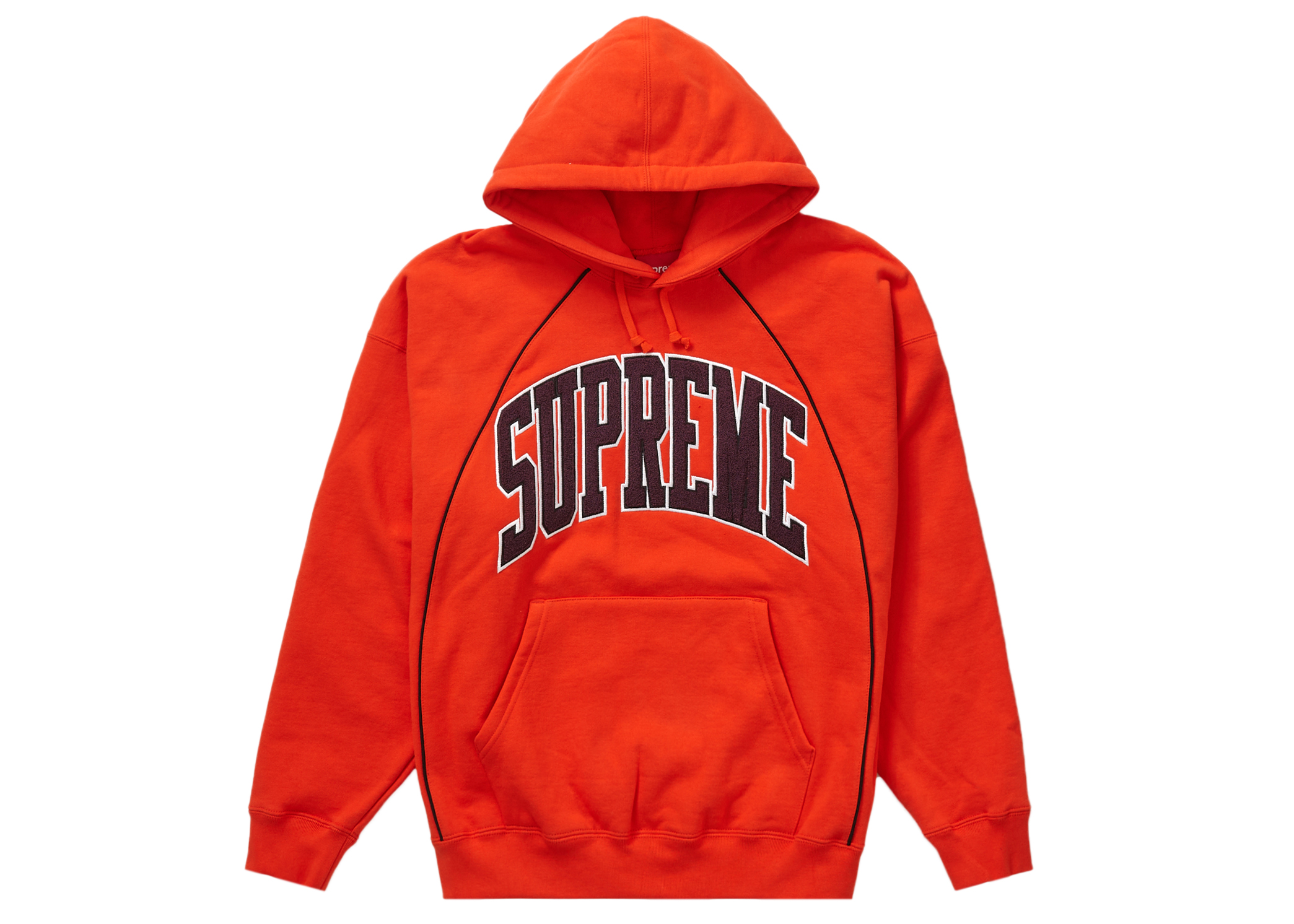 Supreme Boxy Piping Arc Hooded Sweatshirt Bright Orange Men's 