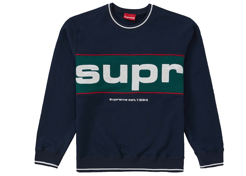 Supreme Piping Crewneck Navy Men's - FW19 - US