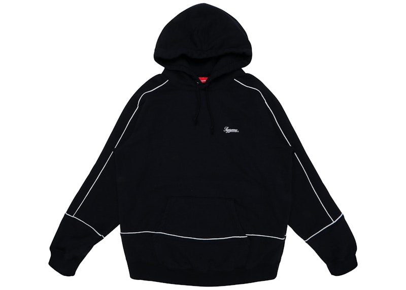 メンズシュプリームブラック Mサイズ piping Ｈooded sweatshirt