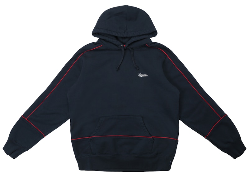 Supreme Piping Hooded Sweatshirt Navy Men's - SS18 - US