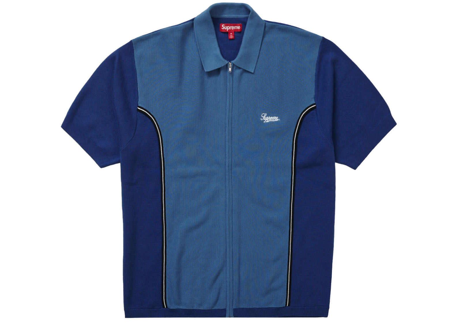 Supreme Piping Zip Up Polo Dark Blue