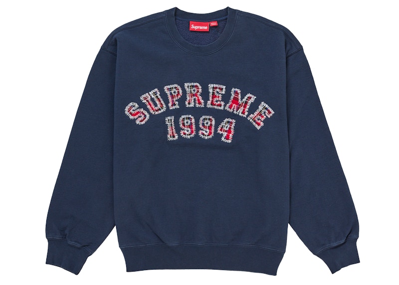 Supreme Plaid Arc Crewneck Navy Men's - SS26 - US