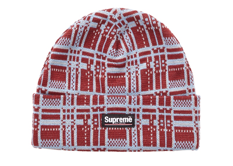 Supreme Plaid Beanie Burgundy - FW18 - US