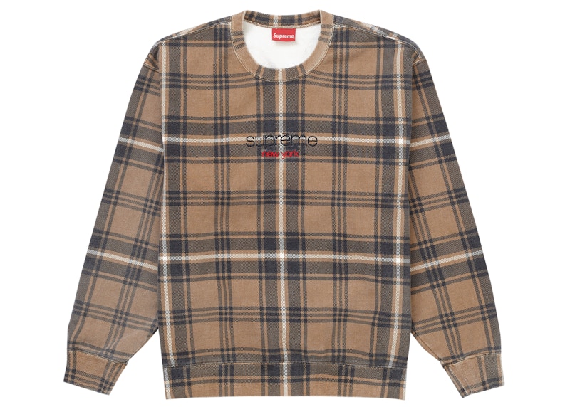 Supreme Plaid Crewneck Brown Men's - SS21 - US