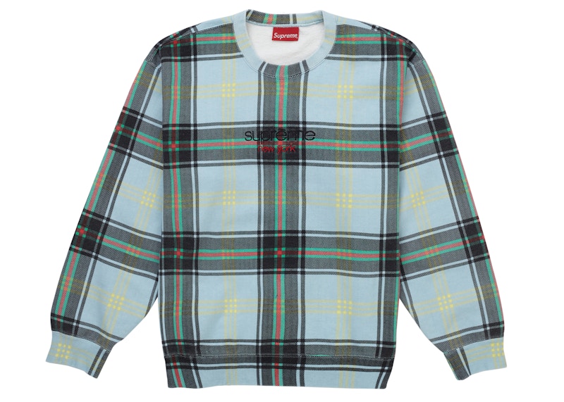 Supreme 21SS Plaid Crewneck Light Blue L