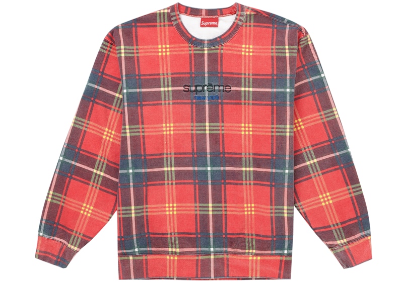 Supreme Plaid Crewneck Light Blue Men's - SS21 - GB