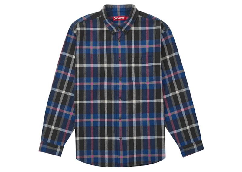 supreme printed plaid shirt XL L-BLUE必ず確認ください - シャツ