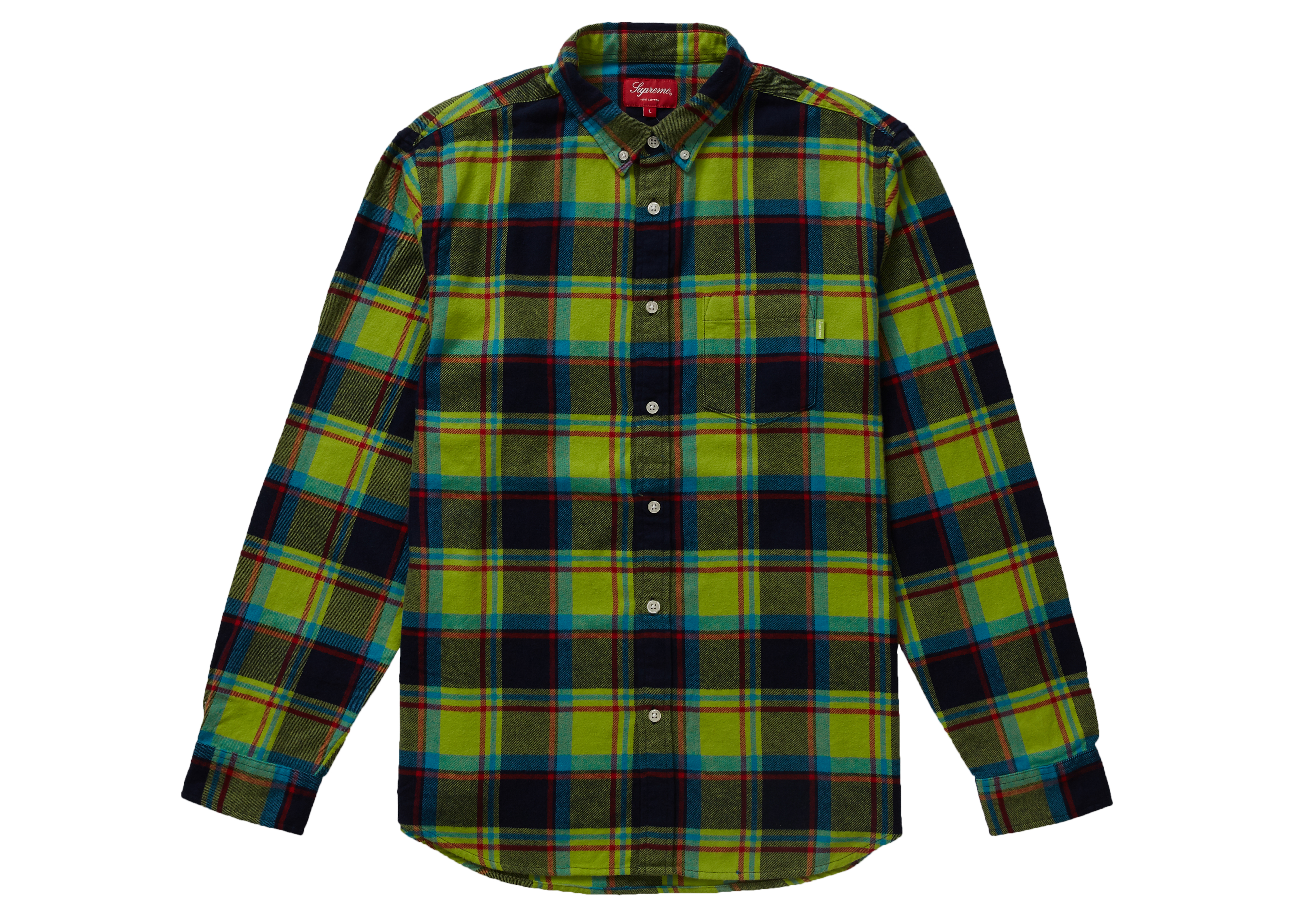 Supreme Plaid Flannel Shirt Lime - SS19 Men's - US