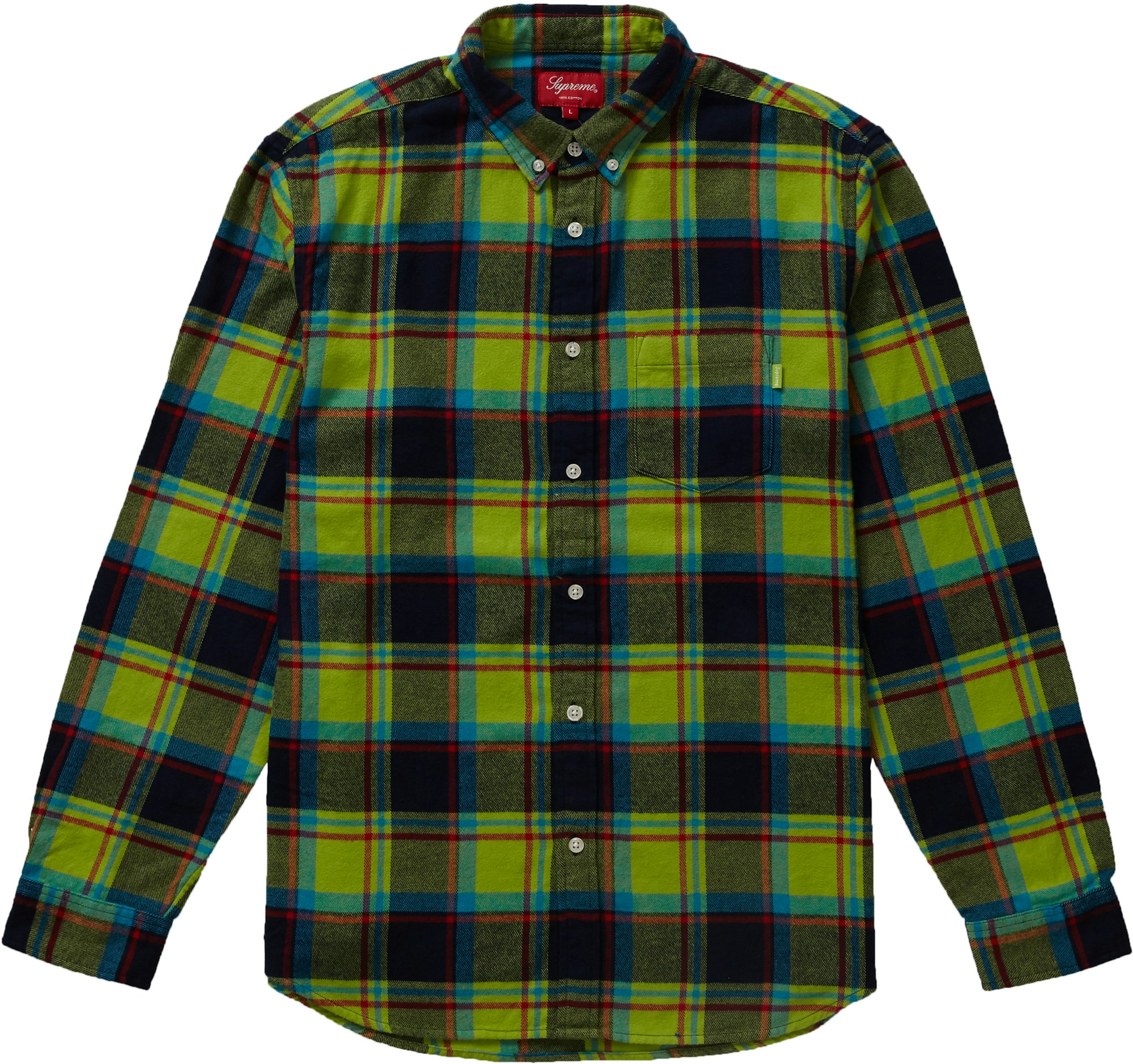 Supreme Plaid Flannel Shirt Lime - SS19