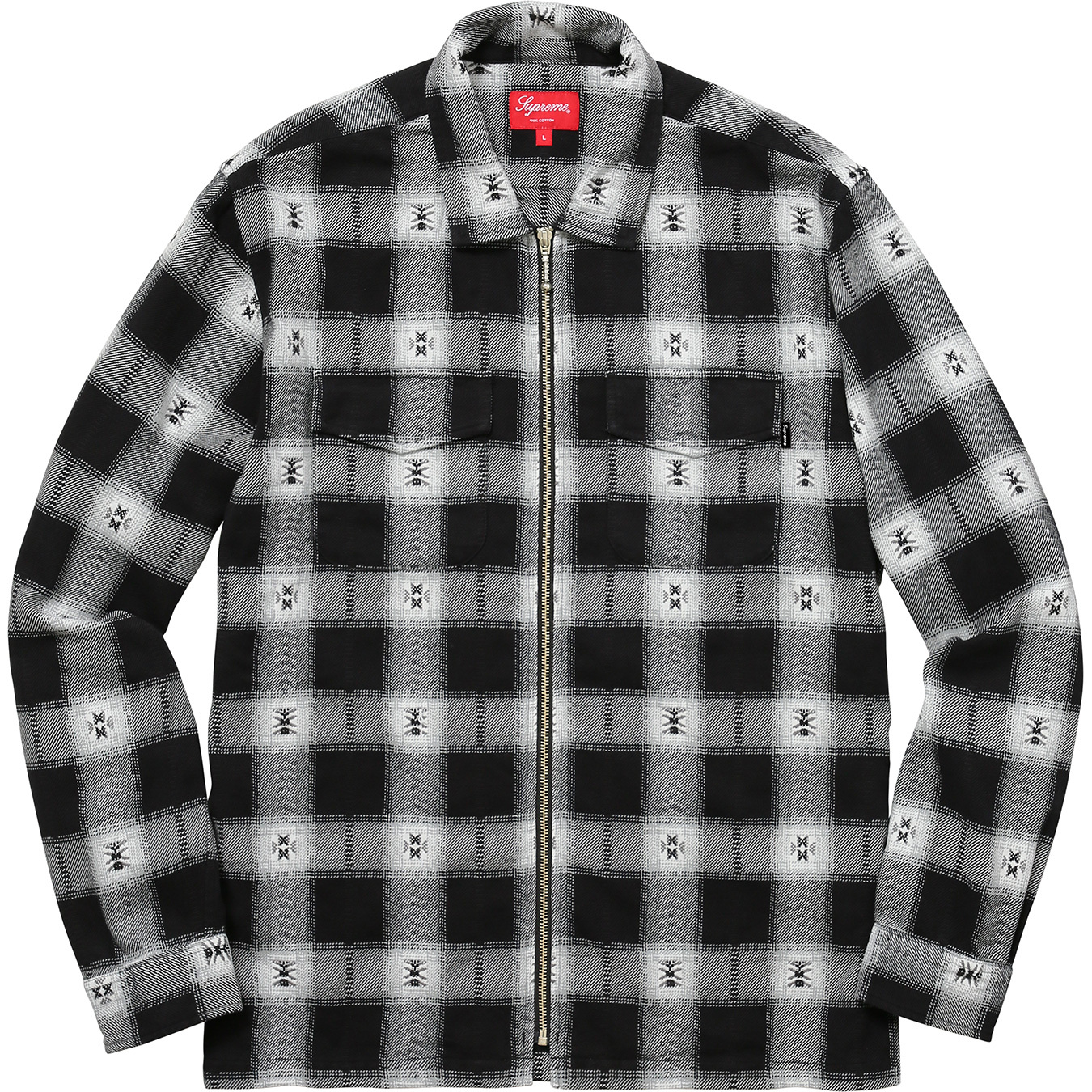 Supreme Plaid Flannel Zip Up Shirt Black - FW17