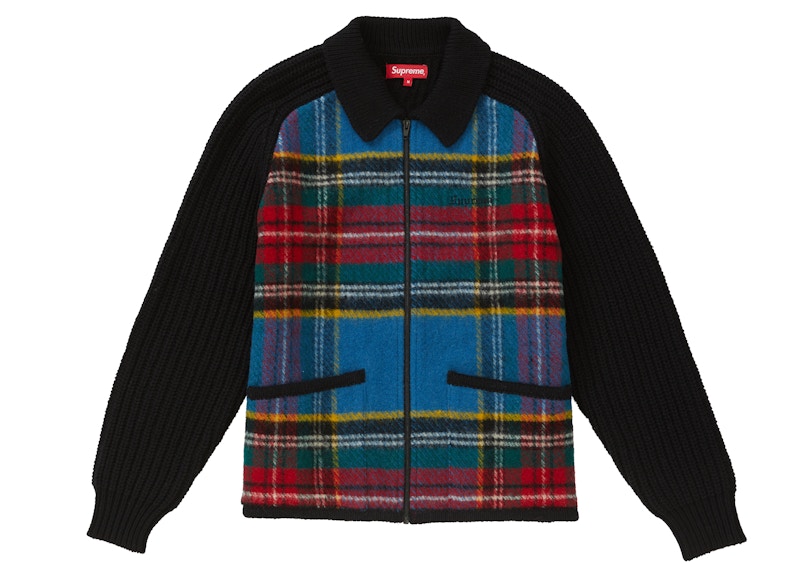 Supreme Plaid Front Zip Sweater-